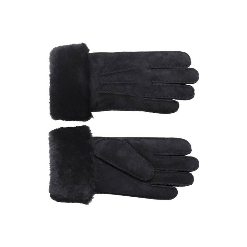 fiebig - Damen Handschuh Schafsleder Mit Fellumschlag Schwarz Schwarz - Gr. - 8 von fiebig