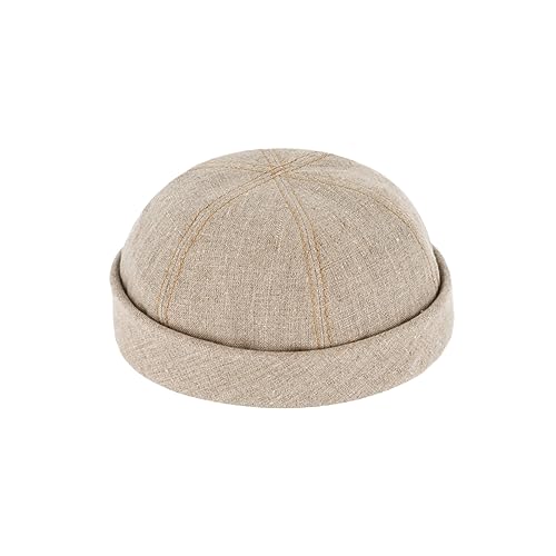 fiebig Dockermütze Leinen | Dockercap mit Rollrand | Fischermütze mit Baumwollfutter (55-S, Beige) von fiebig