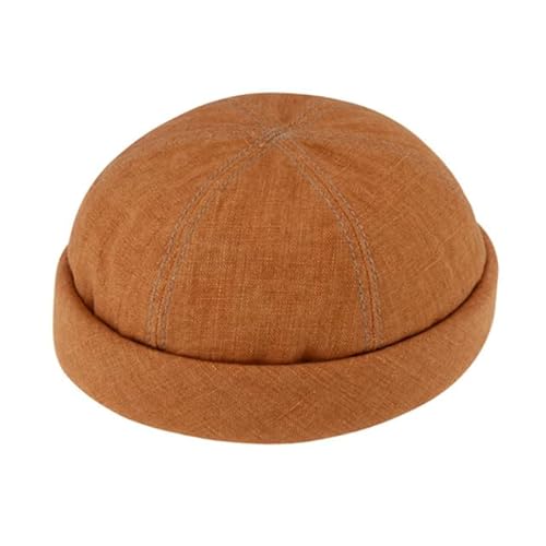 fiebig Dockermütze Leinen | Dockercap mit Rollrand | Fischermütze mit Baumwollfutter (57-M, Zimt) von fiebig