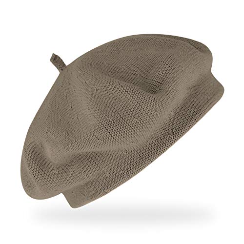 fiebig Feinstrickbaske mit Zipfel | Barett in OneSize aus Baumwolle | Leichte Wollbaske in vielen Farben (One Size, Taupe) von fiebig