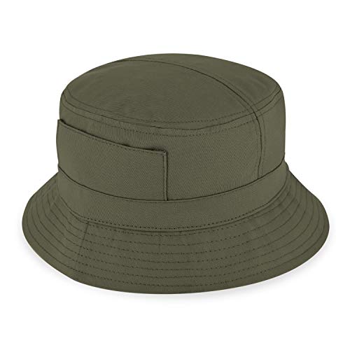 fiebig Fischerhut aus Baumwolle | Unisex Outdoorhut mit Taschen & Reißverschlussfach | Bucket Hat in vielen Farben & Größen (63-XXL, Oliv) von fiebig