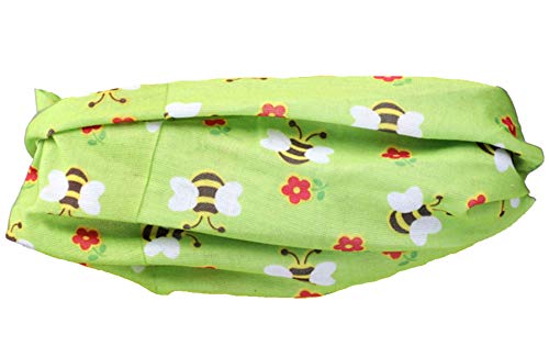 fiebig Funktionstuch | Elastisches Halstuch für Kinder in Größe 47 x 35 cm | Schlauchschal für verschiedene Tragevarianten (One Size, Grün-Bienen) von fiebig
