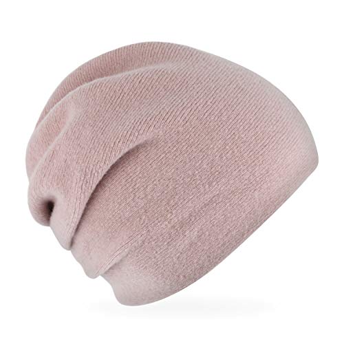 fiebig Haley Strickmütze | Beanie Mütze aus Wolle mit Raffung für Damen | Feinstrick Qualität Made in Europe (Rosé) von fiebig