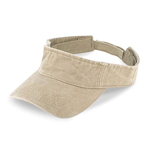 fiebig Juno Visor mit Klettverschuss | One Size Sommercap in vielen Farben aus 100% Baumwolle | Unisex Sommerkappe mit verstellbarem Innenband (One Size, Beige-Washed) von fiebig