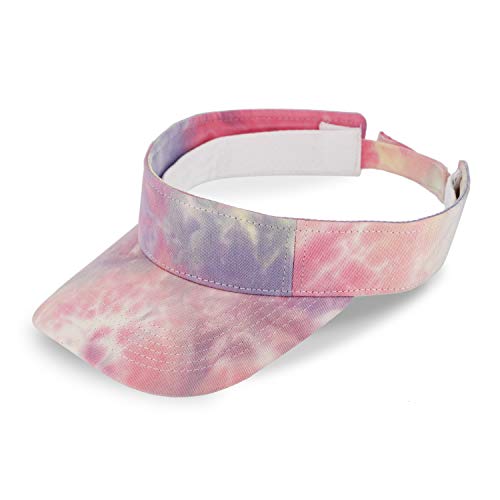 fiebig Juno Visor mit Klettverschuss | One Size Sommercap in vielen Farben aus 100% Baumwolle | Unisex Sommerkappe mit verstellbarem Innenband (One Size, Flieder-Batik) von fiebig