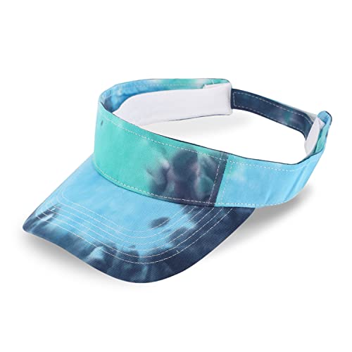 fiebig Juno Visor mit Klettverschuss | One Size Sommercap in vielen Farben aus 100% Baumwolle | Unisex Sommerkappe mit verstellbarem Innenband (One Size, Türkis-Batik) von fiebig