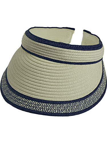 fiebig Lucy Visor aus Naturfaser | One Size Sommercap in vielen Farben aus robustem Papier | Unisex Sommerkappe mit breitem Schirm (One Size, Natur-Marineblau) von fiebig