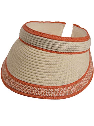 fiebig Lucy Visor aus Naturfaser | One Size Sommercap in vielen Farben aus robustem Papier | Unisex Sommerkappe mit breitem Schirm (One Size, Natur-Orange) von fiebig