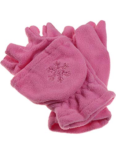 fiebig Mädchen Jungen Halbfinger Handschuh mit Klappe in Fleece für Kinder!, Farben:Rosa, Handschuhgröße:4 von fiebig