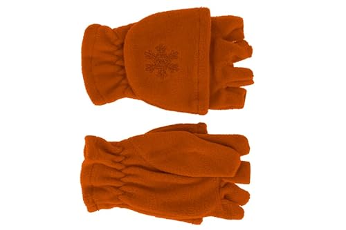 fiebig Mädchen Jungen Halbfinger Handschuh mit Klappe in Fleece für Kinder!, Farben:rost, Handschuhgröße:3 von fiebig