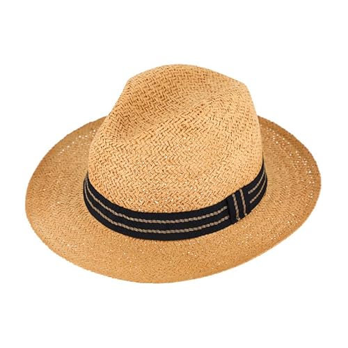 fiebig Papierhut Fedora mit Ripsband | Crushable Sonnenhut aus rollbarem Material (56-M, Beige) von fiebig