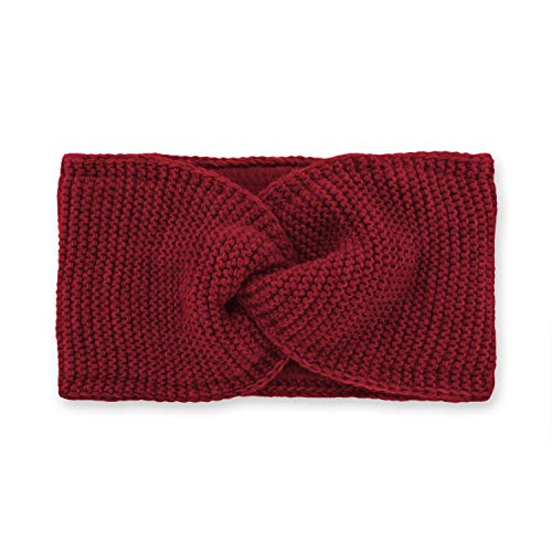 fiebig Stirnband in Strick & vorne verknotet | Strick Kopfband aus Wollmix | Angenehmes Material mit Fleeceinnenfutter | Made in Europe (Bordeaux) von fiebig