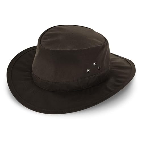 fiebig Stoffhut Australier Waxed Cotton | Crushable & Waterproof Outdoorhut aus rollbarem Material (as3, Numeric, Numeric_58, Schwarz) von fiebig