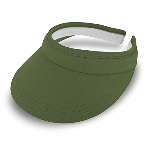 fiebig Visor | Schattenspender für das Gesicht | Clipvisor in One Size | In vielen Farben aus 100% Baumwolle | Sommerkappe mit Frotteeband Innenfutter | Sonnenschutz Schirmcap (Oliv) von fiebig