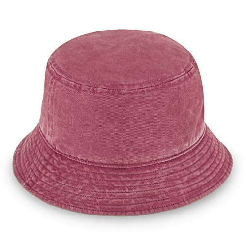 fiebig Washed Cotton Bucket Hat | Unisex Outdoorhut mit zweifarbiger Waschung | Fischerhut aus Baumwolle in vielen Farben & Größen (58-L, Burgundy) von fiebig