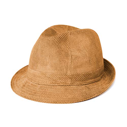 fiebig Westminster Cordhut | Trilby für Damen & Herren aus Baumwolle | Viele Farben und Größen | Fedora mit Kordgarnitur, Innenband & Mesh-Futter (55-S, Beige) von fiebig