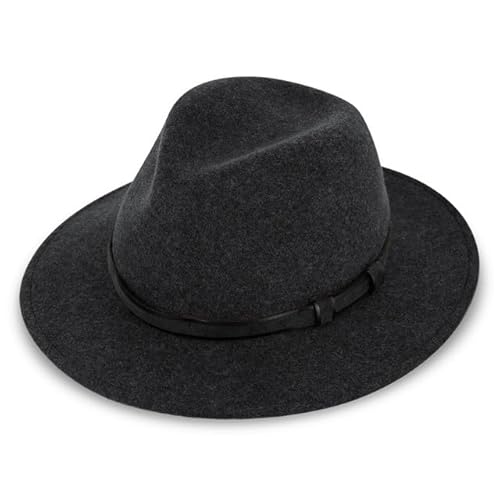 fiebig Dover Traveller Wollfilzhut | Crushable & Waterproof Filzhut mit Ledergarnitur | Outdoor Hat (65-3XL, Anthrazit-Melange) von fiebig