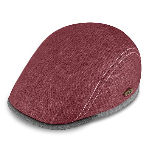 fiebig Woolton Flatcap | Schiebermütze aus Leinen mit Baumwollfutter | Zweifarbige Schirmmütze mit Kontrastnähten | Made in Italy (59, Burgundy) von fiebig