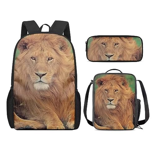 3-in-1 Fuchs-Rucksack mit Lunchtasche, Federmäppchen-Sets für Mädchen, kleines Kind, Fuchs-Rucksack-Set, Löwe-3, Einheitsgröße, Tagesrucksäcke von fifbird