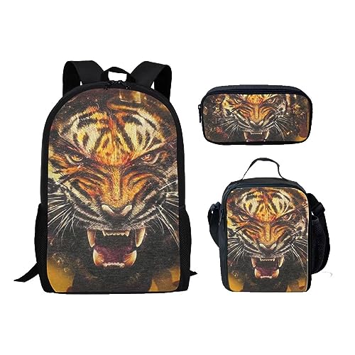 3-in-1 Fuchs-Rucksack mit Lunchtasche, Federmäppchen-Sets für Mädchen, kleines Kind, Fuchs-Rucksack-Set, T-igers, Einheitsgröße, Tagesrucksäcke von fifbird