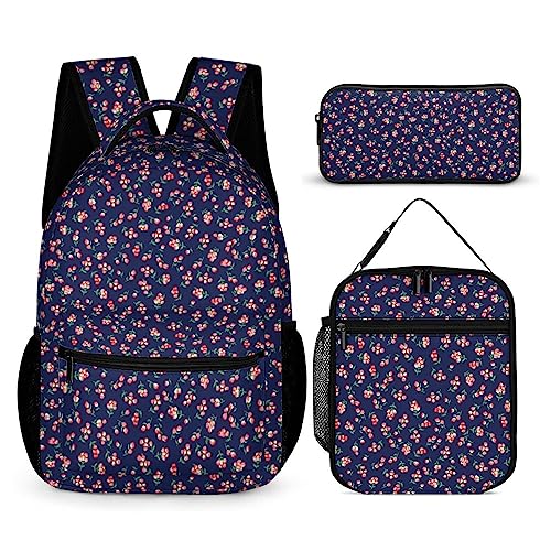 3-teiliges Rucksack-Set für Kinder, gepunktet, Schultasche mit Thermo-Lunchboxen, Stifthalter, Tt-7, Einheitsgröße, Tagesrucksäcke von fifbird
