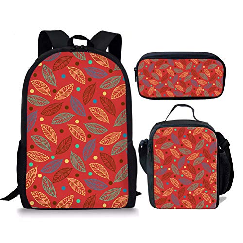 3-teiliges Schulrucksack-Set für Mädchen, Schulranzen, Schulrucksäcke, Schulrucksäcke, Schüler-Schultertasche mit Federmäppchen, Lunchtasche, Blatt 5 (3 Stück/Set, Einheitsgröße, Tagesrucksäcke von fifbird