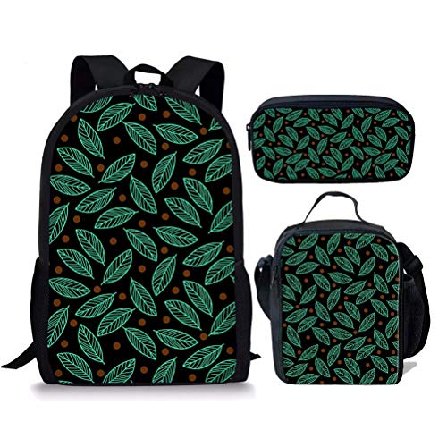 3-teiliges Schulrucksack-Set für Mädchen, Schulranzen, Schulrucksäcke, Schulrucksäcke, Schüler-Schultertasche mit Federmäppchen, Lunchtasche, Blatt 6 (3 Stück/Set, Einheitsgröße, Tagesrucksäcke von fifbird