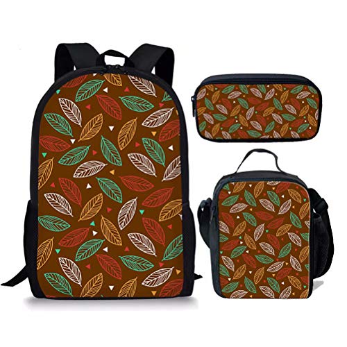 3-teiliges Schulrucksack-Set für Mädchen, Schulranzen, Schulrucksäcke, Schulrucksäcke, Schüler-Schultertasche mit Federmäppchen, Lunchtasche, Blatt 8 (3 Stück/Set, Einheitsgröße, Tagesrucksäcke von fifbird