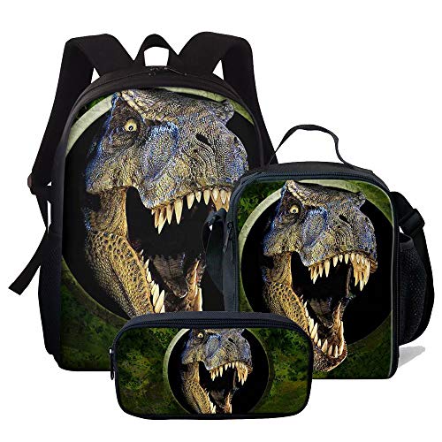 3D-Weltraum-bedruckter Schulrucksack für Mädchen, niedliches Laptop-Rucksack-Set, 3-teilig, für Damen, lässige Umhängetasche, Lunchtasche, Federmäppchen, 3D-Multisaurier, Einheitsgröße, Tagesrucksäcke von fifbird