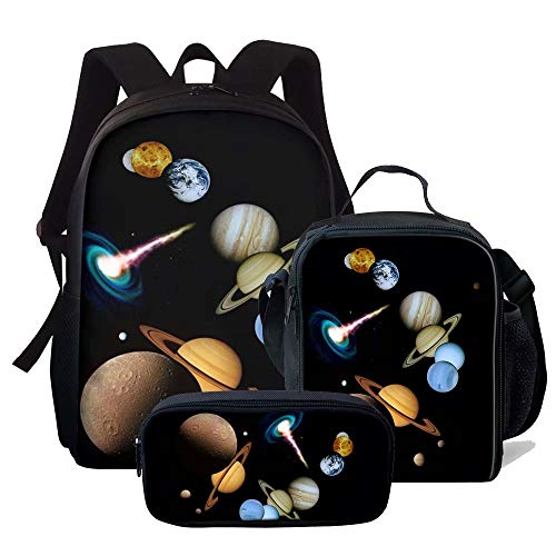 3D-Weltraum-bedruckter Schulrucksack für Mädchen, niedliches Laptop-Rucksack-Set, 3-teilig, für Damen, lässige Umhängetasche, Lunchtasche, Federmäppchen, Galaxy Space-5, Einheitsgröße, Tagesrucksäcke von fifbird
