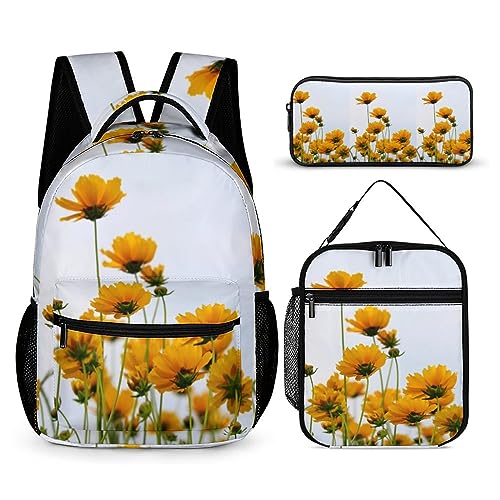 Blumenrucksack-Set für Kinder, 3-teilig, Teenager, Jungen, Schultasche mit Thermo-Lunchboxen, Stifthalter, Tt-16, Einheitsgröße, Tagesrucksäcke von fifbird