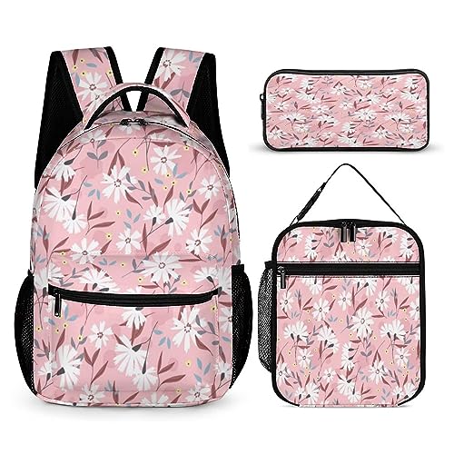 Blumenrucksack-Set für Kinder, 3-teilig, Teenager, Jungen, Schultasche mit Thermo-Lunchboxen, Stifthalter, Tt-18, Einheitsgröße, Tagesrucksäcke von fifbird