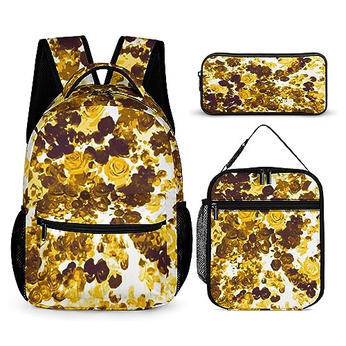 Blumenrucksack-Set für Kinder, 3-teilig, Teenager, Jungen, Schultasche mit Thermo-Lunchboxen, Stifthalter, Tt-23, Einheitsgröße, Tagesrucksäcke von fifbird