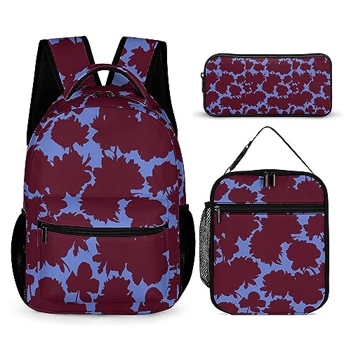 Blumenrucksack-Set für Kinder, 3-teilig, Teenager, Jungen, Schultasche mit Thermo-Lunchboxen, Stifthalter, Tt-7, Einheitsgröße, Tagesrucksäcke von fifbird