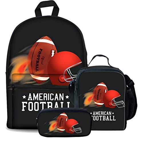 Damen Herren Rucksack Set Laptopfach Schultasche für Kind High School College Studenten mit Flamme Basketball Design Bleistifthalter 3 Stück Sets, Muster: 4 (3 Stück), Einheitsgröße, Tagesrucksäcke von fifbird