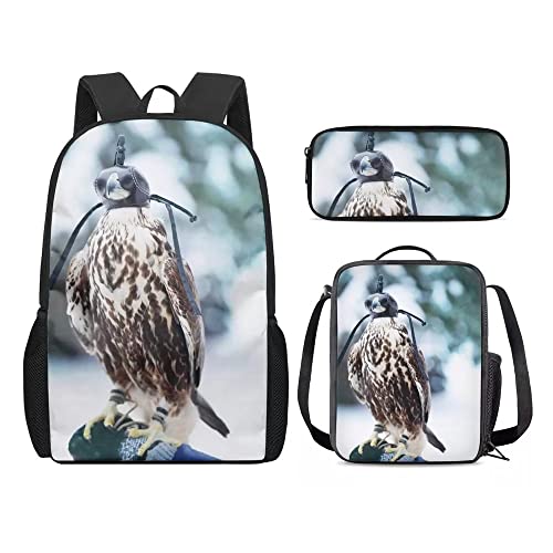 Degus Rucksack und Lunchbox Set für Jungen 3 in 1 Büchertaschen Set für Schule für Mädchen Schulanfang Geschenk, Cat-6, Einheitsgröße, Tagesrucksäcke von fifbird