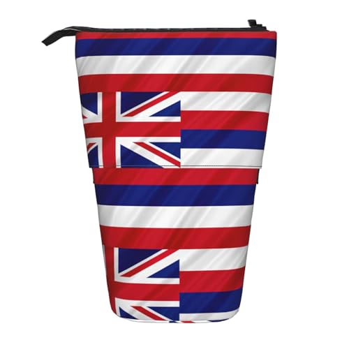 Federmäppchen mit Fisch- und Hai-Aufdruck, Teleskop-Stifttasche, stehender Stifthalter, Schreibwaren-Aufbewahrungstasche, Flagge von Hawaii Ameri, Einheitsgröße, Kosmetiktasche von fifbird