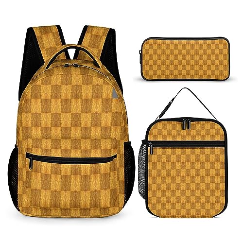 Geometrischer Stil Rucksack-Set für Kinder, 3-teilig, Teenager, Jungen, Schultasche mit Thermo-Lunchboxen, Stifthalter, Tt-17, Einheitsgröße, Tagesrucksäcke von fifbird