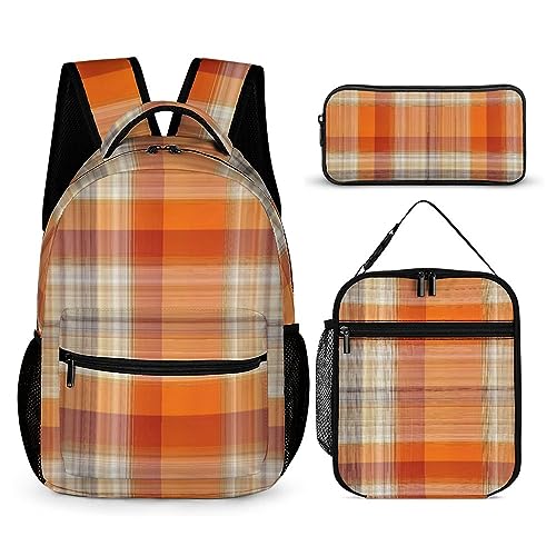 Geometrischer Stil Rucksack-Set für Kinder, 3-teilig, Teenager, Jungen, Schultasche mit Thermo-Lunchboxen, Stifthalter, Tt-6, Einheitsgröße, Tagesrucksäcke von fifbird