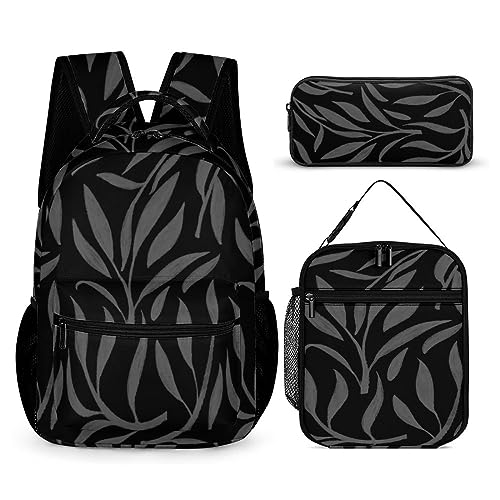 Leaves-Rucksack-Set für Kinder, 3-teilig, Teenager, Jungen, Schultasche mit Thermo-Lunchboxen, Stifthalter, Tt-5, Einheitsgröße, Tagesrucksäcke von fifbird