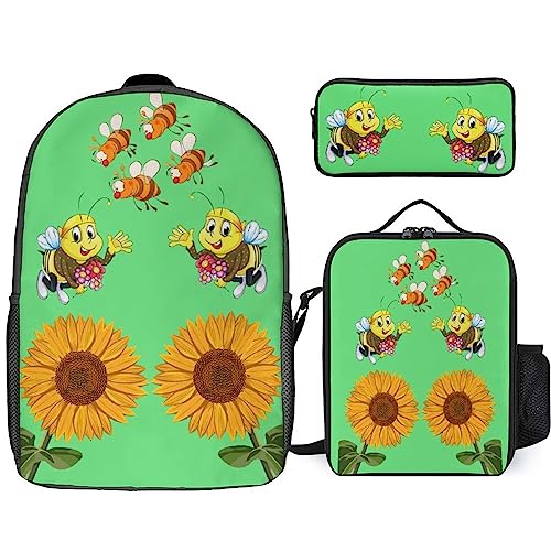 Marienkäfer-Rucksack-Set für Kinder, 3-teilig, Teenager, Jungen, Schultasche mit Thermo-Lunchboxen, Stifthalter, Tt-18, Einheitsgröße, Tagesrucksäcke von fifbird