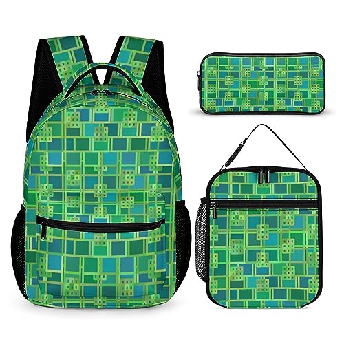 Marine Life Muschel-Rucksack-Set für Kinder, 3-teilig, Teenager, Jungen, Schultasche mit Thermo-Lunchboxen, Stifthalter, TT, Einheitsgröße, Tagesrucksäcke von fifbird