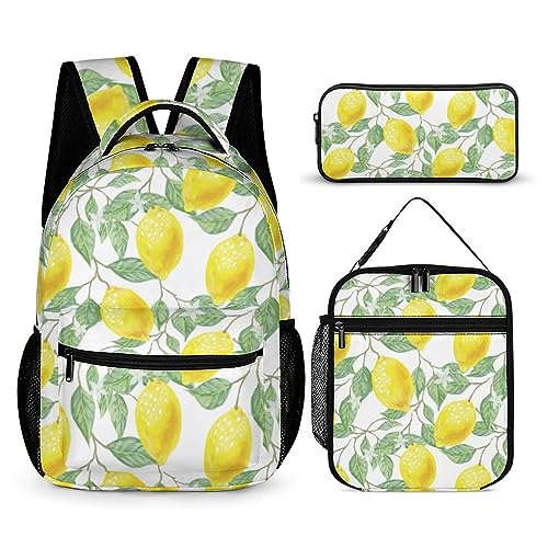 Obst-Rucksack-Set für Kinder, 3-teilig, Teenager, Jungen, Schultasche mit Thermo-Lunchboxen, Stifthalter, Tt-7, Einheitsgröße, Tagesrucksäcke von fifbird