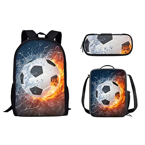 Reiserucksack für Schule, Laptoptasche, Lunchbox, Federmäppchen, Kleinkinder, Büchertasche, Diebstahl-Rucksack, Wandern, Tagesrucksäcke für Mädchen, Jungen, Kinder, Soccer Fire Wat, Einheitsgröße, von fifbird