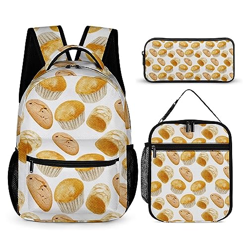 Rucksack-Set für Kinder, 3-teilig, für Teenager, Jungen, Schultasche mit Thermo-Lunchboxen, Stifthalter, Tt-14, Einheitsgröße, Tagesrucksäcke von fifbird