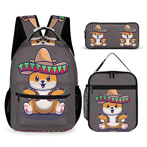 Rucksack-Set für Kinder, 3-teilig, für Teenager, Jungen, Schultasche mit Thermo-Lunchboxen, Stifthalter, Tt-16, Einheitsgröße, Tagesrucksäcke von fifbird