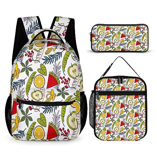 Rucksack-Set für Kinder, 3-teilig, für Teenager, Jungen, Schultasche mit Thermo-Lunchboxen, Stifthalter, Tt-23, Einheitsgröße, Tagesrucksäcke von fifbird