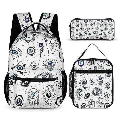 Rucksack-Set für Kinder, 3-teilig, für Teenager, Jungen, Schultasche mit Thermo-Lunchboxen, Stifthalter, Tt-5, Einheitsgröße, Tagesrucksäcke von fifbird