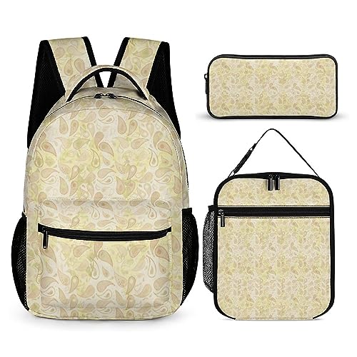 Rucksack-Set für Kinder, Paisley-Stil, 3-teilig, Teenager, Jungen, Schultasche mit Thermo-Lunchboxen, Stifthalter, Tt-7, Einheitsgröße, Tagesrucksäcke von fifbird