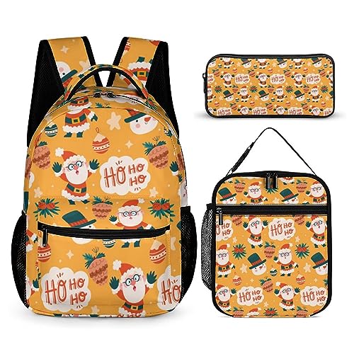 Rucksack-Set im Weihnachtsstil für Kinder, 3-teilig, Teenager, Jungen, Schultasche mit Thermo-Lunchboxen, Stifthalter, Tt-14, Einheitsgröße, Tagesrucksäcke von fifbird